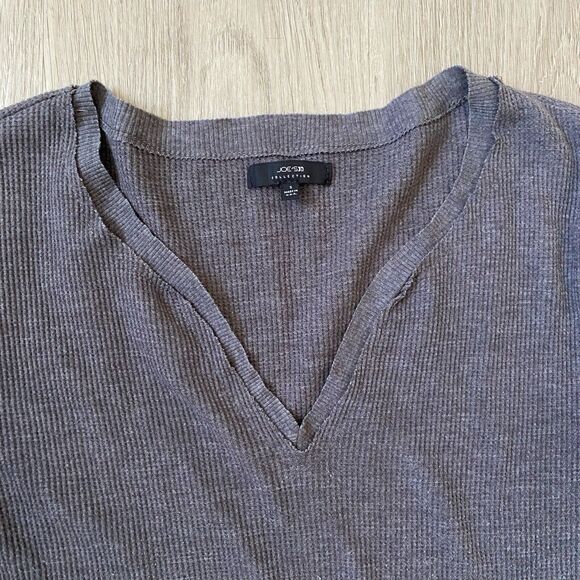 Joe's Jeans Long Sleeve Henley‎ Top Size S Brown Casual W/ Elbows Cutouts Y2K - Picture 5 of 11